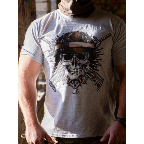 Футболка з принтом Skull Мілітарна